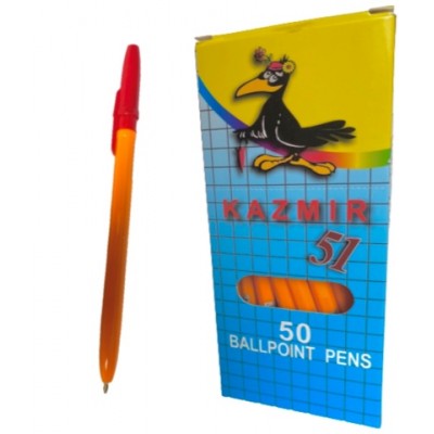 Ручка KAZMIR шариковая  KZ-51 красная(50шт/уп)